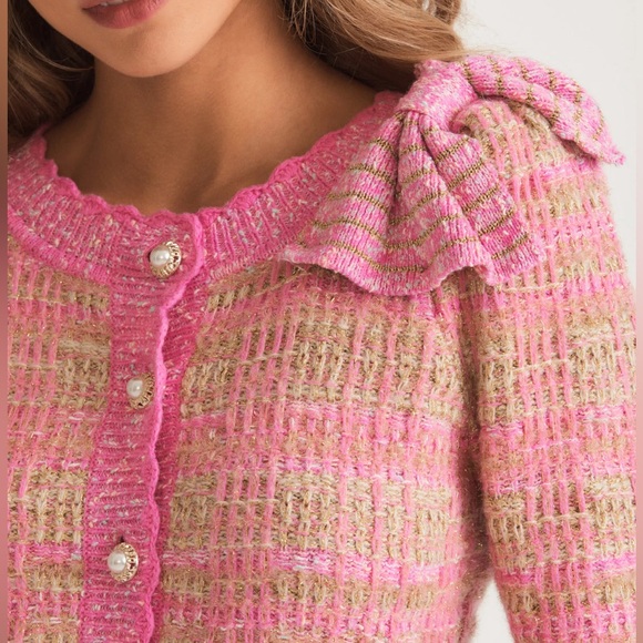 RARE 🎀 LoveShackFancy Crop Cardigan Jacket + Skirt Set in Barbie Pink - Picture 13 of 13